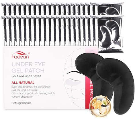 FADVAN Patch Occhiaie e Borse 40 Paia di Collagene Patch Occhi in Idrogel Anti Rughe Idratazione Profonda e Riparazione delle Occhiaie(Nero)