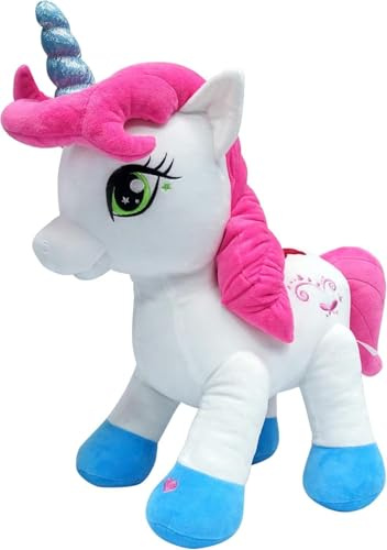 Relsy Grand Unicorne Parlante Qui Répète, Peluche Unicorne Câline 40 cm avec Effets Sonores et Fonction Parole, Jouet Poney Rose pour Filles