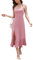 Aupuls Robe de bal semi-formelle à bretelles spaghetti pour femme, robe de cocktail avec fente, vieux rose, S