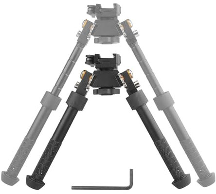 ProWildGear 360 Degree Rotation Aluminum Alloy Bipod Adjustable Extension Quick Detach Picatinny 21mm Rail Mount with Spikes with Metal Foregrip (Black) for Tactical Rifle Scope