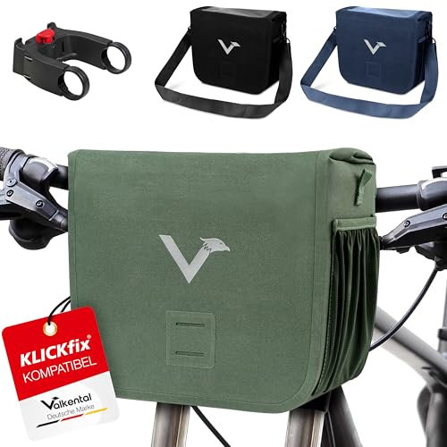 Valkental® x KLICKfix® - wasserdichte Lenkertasche | 7L Volumen | Robuste Fahrradtasche Lenker mit Magnetverschluss | Inkl. Handyfach | Lenkertasche Fahrrad | Lenkertasche Ebike | KLICKfix kompatibel