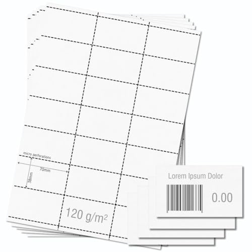 OfficeGear Regalkanten-Barcode-Etiketten, 21-fach [55 Blatt – 1155 Stück] – 38 × 70 mm – Bedruckbare A4-Karten, 120 g/m², mikroperforiert, ohne Kleber – inkl. Designvorlage