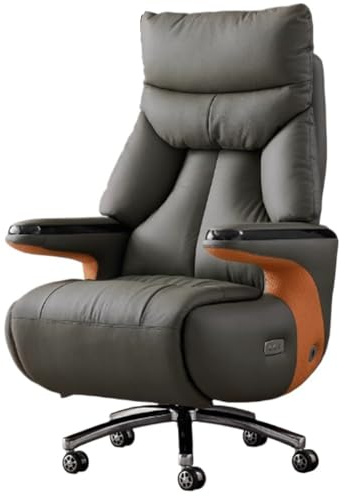 SONGYL-20249 Bürosessel Intelligenter elektrischer Bürostuhl aus Leder mit Liegefunktion und Massagefunktion, Chefsessel for Arbeitszimmer, bequemes langes Sitzen Chefsessel