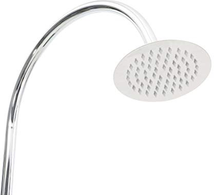Ducha de jardín, madera blanca, con boquilla giratoria y presión de agua ajustable, hecha de madera de abeto maciza duradera y acero inoxidable
