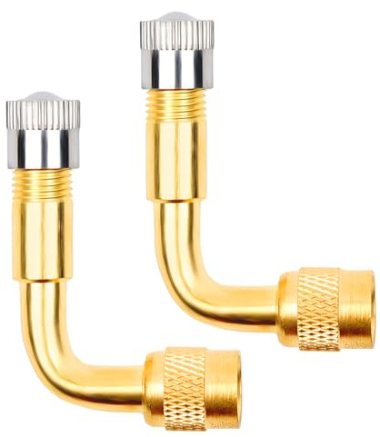 WAIPINHUI 2 Unidades de extensión de válvula de 90 Grados, de Cobre, Adaptador de válvula Angular, extensión de válvula de neumático, para Coche, Moto, Bicicleta o Scooter