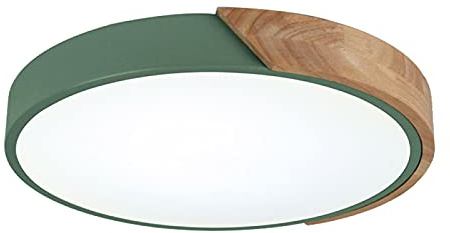 Lampada a Sospensione a LED Rotonda Moderna in Legno, Lampada da soffitto a Filo, Illuminazione per Soggiorno, Camera da Letto, corridoio, Verde + 3 Colori - 30 cm 18 W