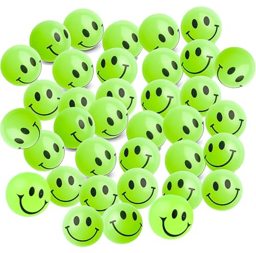 YOUYIKE Flummies für Kinder, 25mm Lächeln Nachts Leuchtball Kleine Bälle Spielzeug, Gummi Hüpf Bouncing Springball Flummi für Mitgebsel Kindergeburtstag Giveaways Gastgeschenke Goodie Bag (15)
