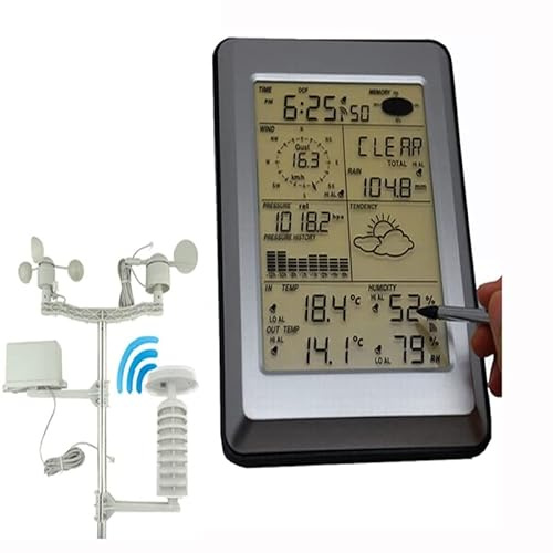 Stazione Meteo, Stazione meteorologica wireless Pro con interfaccia PC, pannello touch con sensore solare Igrometro Umidità Pioggia Vento Pressione Dati PC Solare