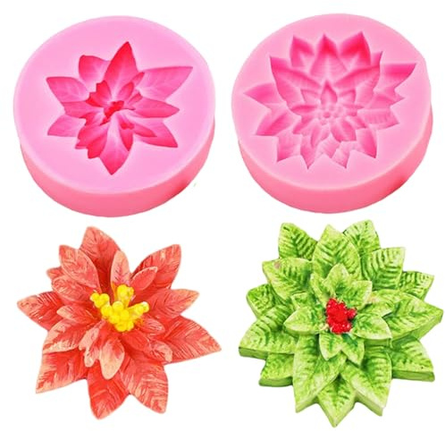 Csafyrt Stampi per fiori in silicone 2 pezzi Stampi in silicone natalizi per stelle di Natale artificiali Artigianato natalizio per