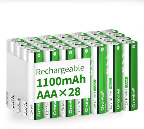 Granicell Lot de 28 Piles ricaricabile AAA 1100 mAh Haute capacité 1500 Cycles 1,2 V NiMH Low Self Discharge AAA