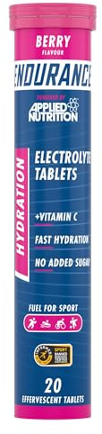Applied Nutrition Endurance Hydration Electrolyte Tablets - 400mg Electrolytes per Serving – 20 Effervescent Tablets, Sugar Free, Low Calorie, Added Vitamin C Boost Performance – Berry