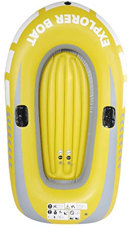 Adfaga Hochleistungs-PVC-aufblasbares Kajak-Kanu, 2-Personen-Luftboot zum Angeln, Tauchen, Wassersport, Gelb, 45 x 74 Zoll