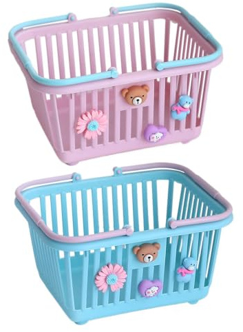 Einkaufskorb Spielzeug Kinder [2 Stück] Mini Einkaufskorb Für Kaufladen, Kleine Rollenspielkorb, Spielzeug Aufbewahrungskorb Mit Griffen Für Kinder
