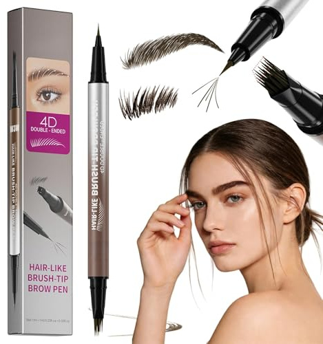 Eyebrow Stencil Kit, Eyebrow Pencil, 2-in-1 Waterproof Eyebrow Pencil with Angled Brush for Precise, Natural Hair-Like Strokes - Lasts All Day, Defined Shaping - Black Brown