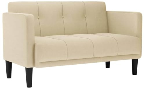 XHNIFBN Zweisitzer Creme 124 cm Polyester Stoff Recamiere mit Sperrholz Gestell Federkern Ergonomisches Mini Sofa für Wohnzimmer Jugendzimmer Büro