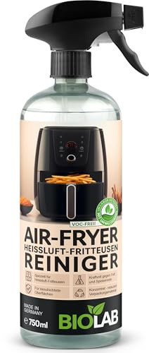 BIOLAB Airfryer Spray nettoyant puissant pour friteuse à air et friteuse à air chaud, élimine la graisse et l'huile brûlées, doux pour revêtement anti-adhésif, nettoyant de cuisine 750 ml