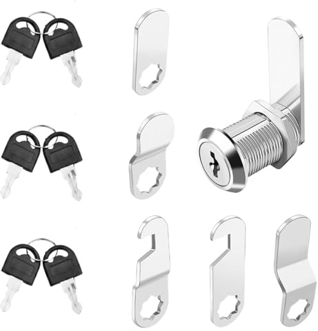 20mm Cabinet Lock, Premium Cam Lock with 6 Keys and 5 Different Lock Plates | Durable Cupboard Locks for Drawer, Mailbox, Letterbox, Wardrobe and Locker