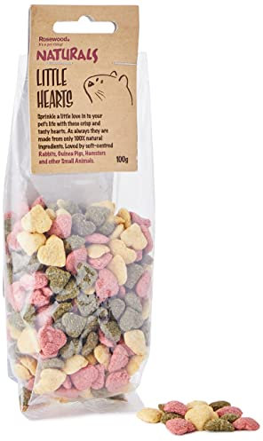 Rosewood Naturals Little Hearts, Small Animal Treats for Rabbits, Guinea Pigs, Chinchillas, Degus, Hamsters, Gerbils, Mice and Rats, 100g