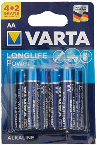 Varta 4906121436 Longlife Power (High Energy) Batteria Alcalina, Stilo AA LR06, Confezione da 4+2 Pile - Il design può variare, Confezione risparmio, Promozionale