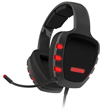 Cascos Gaming Ozone Rage Z90 - Auriculares con microfono - Diseño Ergonomico, LED, Microfono Extraible, Subwoofer, Compatible con PS4, Sonido 5.1, USB, Negro