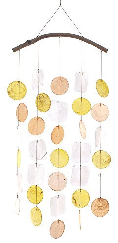 HAB & GUT -WCKU003A- Windspiel GELB/ORANGE/WEIß, Perlmutt, 66 cm, Fensterschmuck, Mobile für Fenster, Wand, Zimmer, Terrasse und Balkon