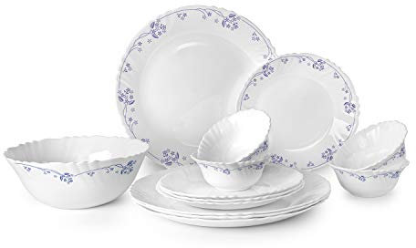Cello Imperial Dinner Set, 13-Pieces, White/Dainty Blue