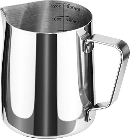 Jarra para espumar de leche de acero inoxidable, jarra para capuchino, jarra para café espresso, taza para café Latte Art, 12 onzas (350 ml)