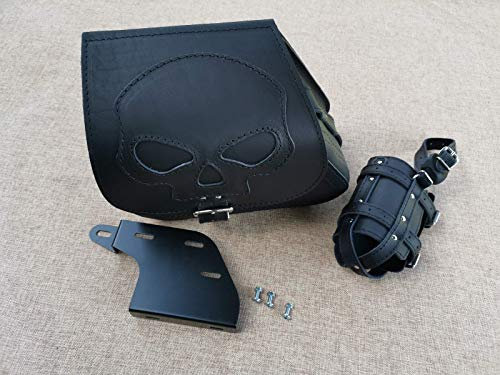 ORLETANOS Dyna Skull Black kompatibel mit schwarz Schwingentasche Harley Davidson Dyna Streetbob Bob HD Seitentasche Lederkoffer Schwinge Satteltasche