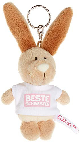 NICI 44702 Schlüsselanhänger Hase mit T-Shirt Beste Schwester 10cm, beige
