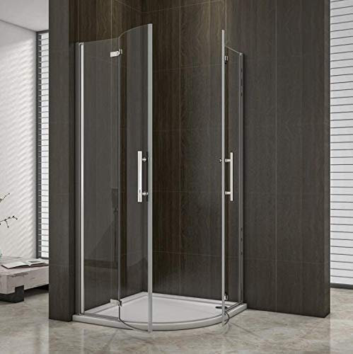 80x80x195cm Box Doccia Angolare Semicircolare Porte Battenti Vetro Trasparente Anticalcare 6mm