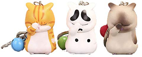 Shining crown Porte-clés en forme de chaton avec boîte cadeau Kawaii pour animal de compagnie avec clochette mignonne pour clés de voiture, sac à main pour femmes et filles