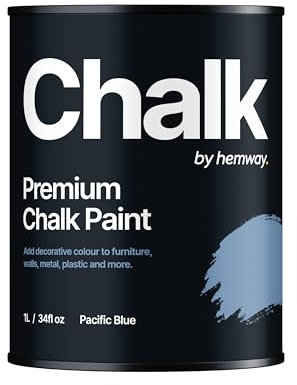 Hemway - Premium Chalk Paint - Pacific Blue 1 L | Chalky Matt Shabby Chic Finish for Interior Furniture & Walls | Quick Dry & 1 Coat