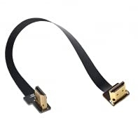 NFHK CYFPV Dual 90 Degree Right-Up Angled HDMI Type A Male to Male HDTV FPC Flat Cable for FPV HDTV Multicopter Aerial Photography 80CM
