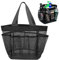 Tragbarer Duschkorb aus Netzstoff, Duschtasche mit 8 Taschen und Tragegriff, Mesh Strandtasche Waschtasche Aufbewahrungstasche Organizer Hängetasche für Reisen Wohnheim Fitnessstudio Camping, Schwarz