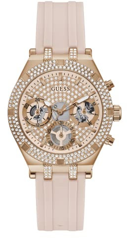 GUESS Damen Analog Japanisches Quarzwerk Uhr mit Silikon Armband GW0407L3