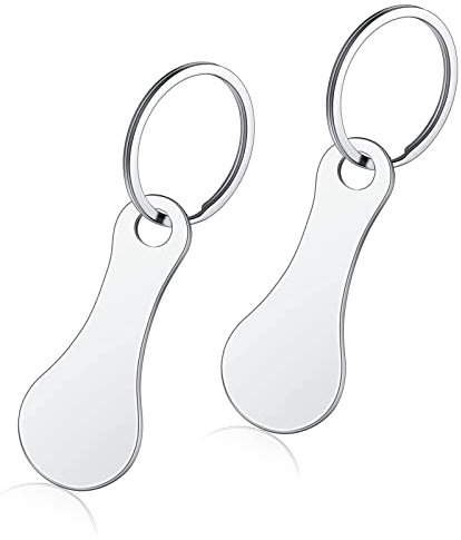 Luvadeyo Set di 2 portachiavi in acciaio inox, per tutti i carrelli della spesa, portachiavi chip per carrello della spesa