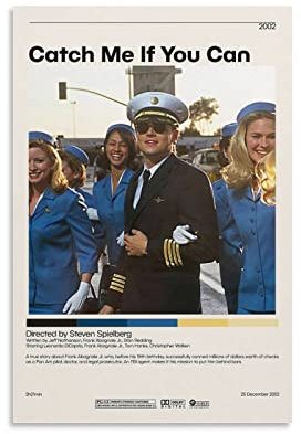 ALUKAP Catch Me If You Can Retro-Filmposter, minimalistisches Poster, Leinwandkunst, Wandbild, moderne Familiendekoration, 30 x 45 cm