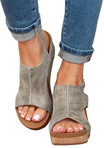 Pantoletten Damen Sommer Sandalen Römersandalen Slide Badelatschen mit Absatz Flache Damenschuhe Strandschuhe Elegant Sommerschuhe Keilabsatz Keilsandalen Sommer Sandalen