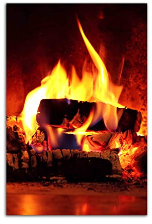Winter Kamin Feuer Brennendes Lagerfeuer Poster Wand Kunst Bild Druck Leinwand Malerei Zimmer Ästhetische Moderne Nordic Dekor Poster (30x45cm-Ohne Rahmen)