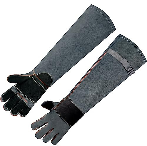 Guantes de Barbacoa de Cuero,Guantes de Parrilla ignífugos y Resistentes al Calor,Guantes de Horno con Protección de Antebrazo,Guantes Protectores para Cocina, Parrilla, Hornear, Microondas, Cocinar