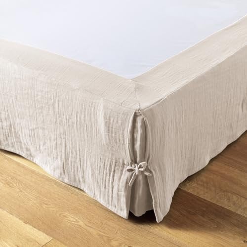 AltoBuy OUREA - Cache-Sommier à Nouettes 140x190cm Gaze de Coton Pampa