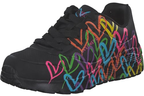 Skechers Girls' UNO Lite Spread the Love, White/Light Purple