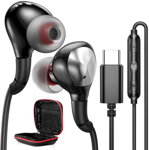 USB C Kopfhörer für iPhone 16 15 Pro Max Samsung Galaxy A54 A34 A16 5G A33 A55 A35 S24 S23 Pixel 9 8 Pro,Kopfhörer mit Mikrofon In-Ear Kopfhörer mit Kabel Ohrhörer USB Typ C Kopfhörer für iPad Pro Air