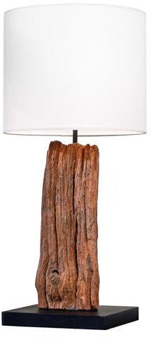 riess-ambiente.de Design Tischlampe ROUSILIQUE 60cm Natur weiß rund Treibholz handgearbeitet, Schreibtischlampe, Wohnzimmerlampe