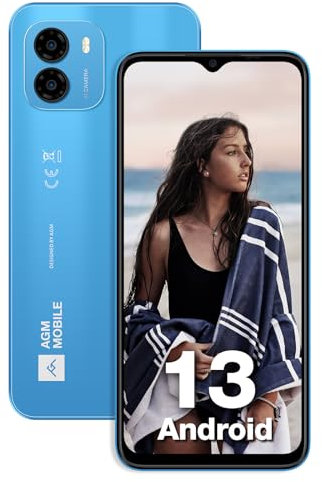 AGM Note N1 LITE Handy Ohne Vertrag (2024), 8(4+4) GB+128GB/256GB TF,Android 13 Smartphone Günstig, 6.52'' HD+ 90Hz,50 MP Kamera + 2 MP Mikrokamera 4900mAh mit Face-ID, Fingerabdruck, 4G Dual SIM