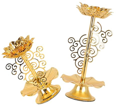 Warmhm 2stücke Lotus Stil Kerzenhalter Desktop Kerze Stehen Für Home Tempel Dekoration Aus Legierung Buddhistischer Kerzenständer