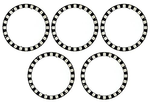 AMIUHOUN 5 Stück 24 Bit WS2812 5050 RGB LED Intelligente Vollfarb-RGB-Ring-Entwicklungsplatine Big Ring