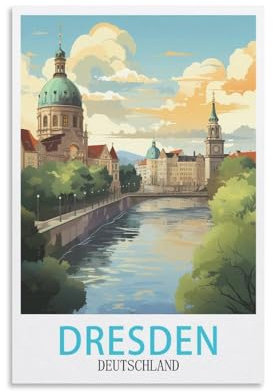 KmoNo Dresden Deutschland Vintage-Reiseposter, 20 x 30 cm, Wanddekoration, Gemälde, Leinwand, Wandkunst, Wohnzimmer, Poster, Schlafzimmer