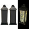 LED Laternen mit 3 integrierten Stabkerzen, LED Lichterkette, Timer und Funkeleffekt zuschaltbar - Outdoor geeignet, für draußen (2 x Schwarz)