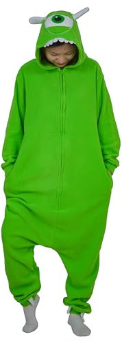 SIYUE Onesie Costume Relaxo Jumpsuit Monsters Wazowski Adulto Pigiama Uomo Donna Costume Animale Pigiama Natale Carnevale Halloween, verde, S